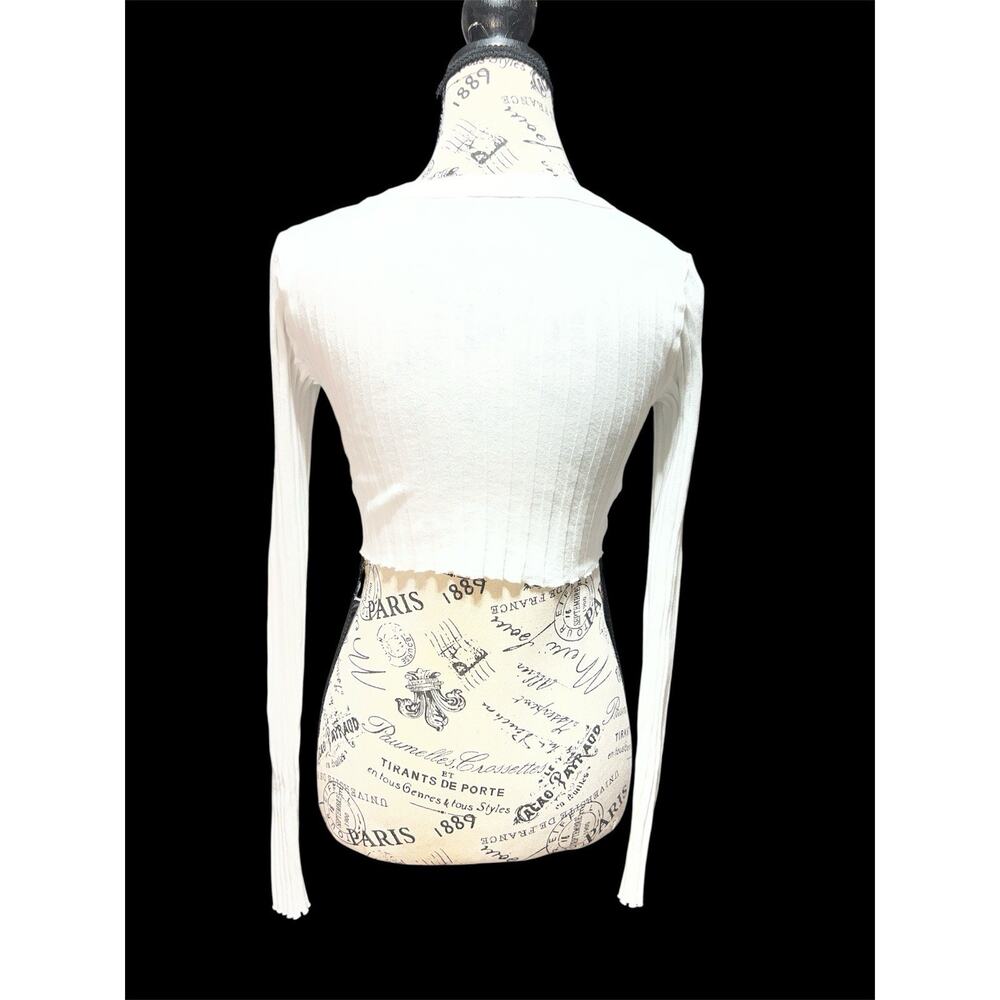 Cotton Citizen White Cropped Long Sleeve Robed Shirt Size XS NEW - Picture 3 of 4